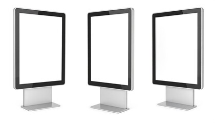 Three digital billboards, angled views