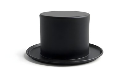 Cylinder black top hat isolated on white background. 3d rendered cylinder hat illustration