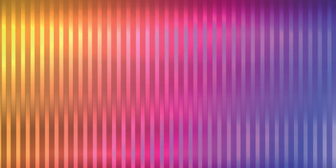 Trendy color horizontal background of ribbed glass effect. Iridescent plastic texture with striped overlay. Gradient banner with holographic texture. Vector illustration.