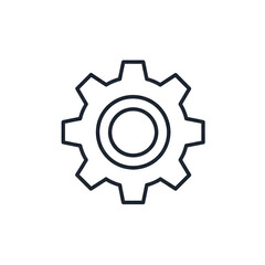 Dark gear icon representing settings and configuration options for technology and industrial applications and graphic design elements