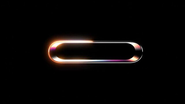Illuminated oblong form with rounded corners and gradient metallic edge on black background