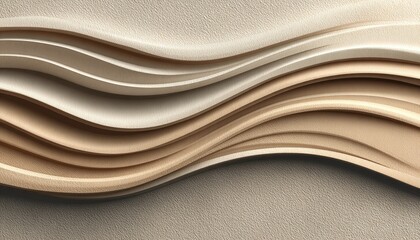Abstract image of undulating, layered beige and cream waves on a textured background