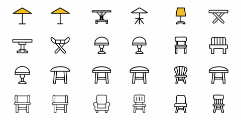 Modern furniture icons for stylish interiors and graphic design projects