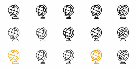 Diverse collection of globe icons representing global reach, education, and international business opportunities