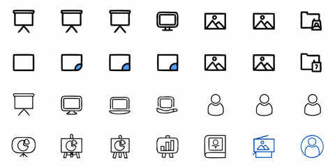 Modern business icons present data, people, and technology for dynamic presentations and digital solutions