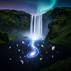  Dreamy Waterfall into Outer Space