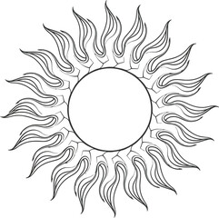 Naklejka premium Stylized sunburst decorative element hand drawn outline graphic vector