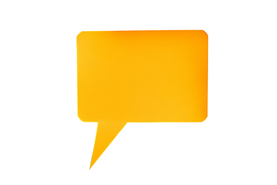 Bright orange speech bubble graphic