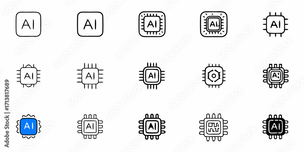 Poster dynamic ai chip icons showcase modern technology and innovative digital solutions for forward-thinki