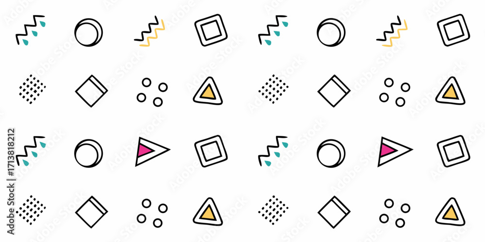 Poster playful geometric patterns with modern abstract shapes and vibrant accent colors create a dynamic an