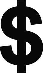 Bold black dollar sign symbol iconic currency wealth finance vector