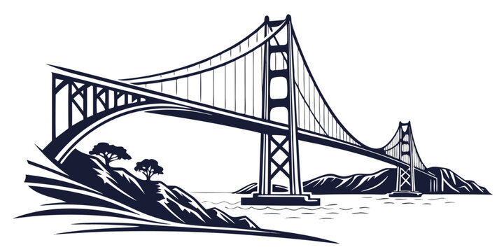 Iconic Golden Gate Bridge spanning the ocean with dramatic coastal hills and trees creating a powerful travel and landmark scene.