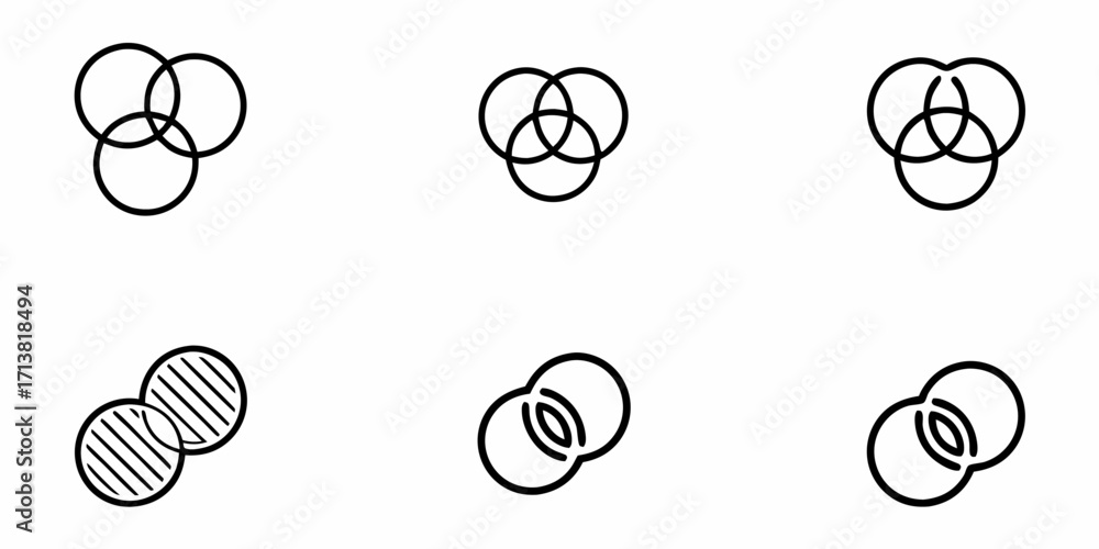 Poster abstract venn diagram icons showcasing overlap and connections for data analysis or concept visualiz