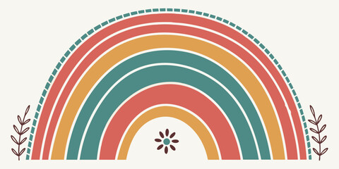 Boho rainbow arches with delicate floral accents bring joy and vibrant color to modern nursery or creative designs