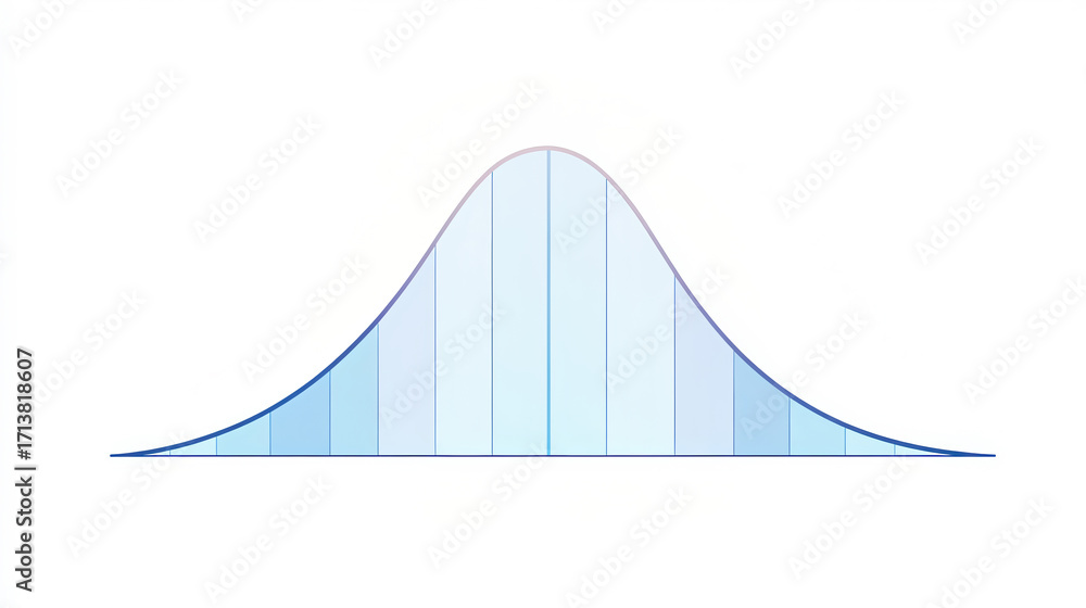 Poster a smooth, symmetrical curve representing a normal distribution, often seen in statistics and probabi