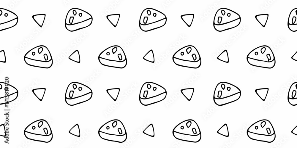 Poster whimsical triangular cheese slices and simple geometric shapes create a playful, minimalistic patter