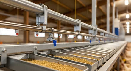 Automated Feeding System in a Modern Poultry Farm: Focus on Efficiency and Animal Welfare