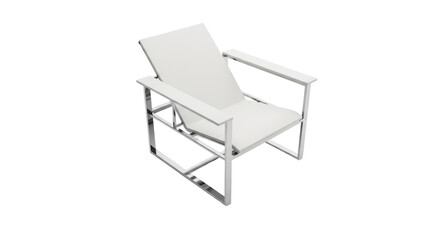 Fototapeta premium Isolated Modern Armchair with Upholstery, Chrome Frame, Contemporary Living Room Furniture