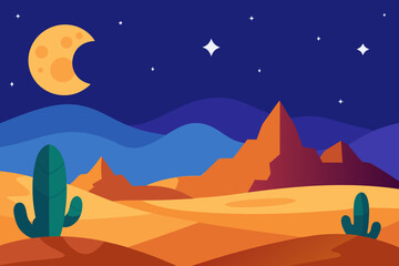 Fototapeta premium desert landscape with moon