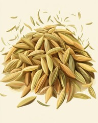 A vibrant pile of cardamom pods with scattered seeds, showcasing their rich textures and earthy colors.