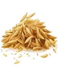 A detailed illustration of a pile of golden grain husks, showcasing their texture and natural beauty.