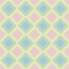 Colorful vintage geometric mosaic plaid polka dots seamless pattern vector illustration on fabric, paper, or tile for textile, wallpaper, and background design