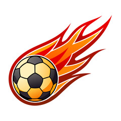 Fototapeta premium Soccer Ball with Flaming Trail Vector Icon on White Background