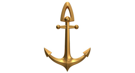 Isolated golden anchor symbol for maritime, shipping, marine, adventure and safety concepts © Elowen