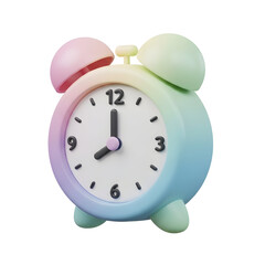 Cute rainbow colored retro alarm clock with bells