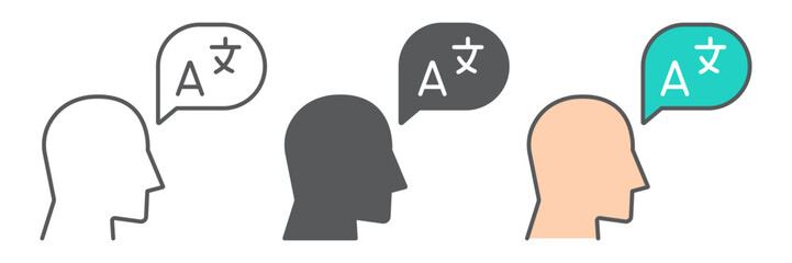 Language learning icon, education and school, translation sign vector graphics, a linear icon on a white background, eps 10.