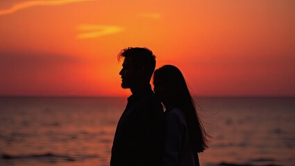 silhouette of a woman on the beach