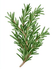 Fototapeta premium Fresh rosemary branch illustrating vibrant green leaves and robust texture.
