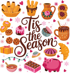 Holiday Desserts and Cocoa Illustration
