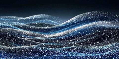Dreamy background of sparkling silver and blue lights creating a festive ambiance.