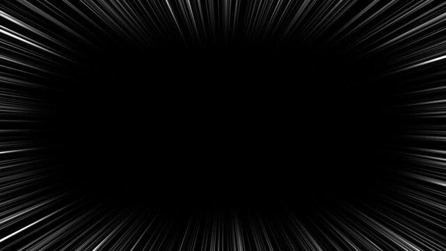 中心が開いたシンプルな集中線　黒背景