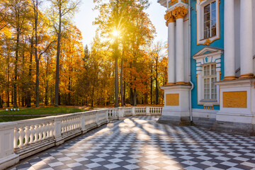 Hermitage pavilion in autumn in Catherine park, Pushkin (Tsarskoe Selo), Saint Petersburg, Russia
