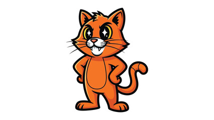Playful Feline Character: A vibrant illustration of a mischievous cartoon cat, its eyes sparkling with playful intent and a wide grin, ready to bring joy. 