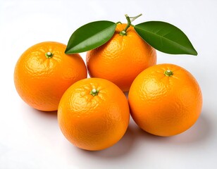 Three fresh oranges with leaves