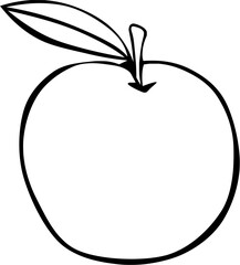 Bold black outline of a single apple with a leaf, perfect for healthy eating and harvest themes