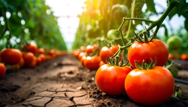 Ripe tomatoes growing in a greenhouse (1) - Powered by Adobe
