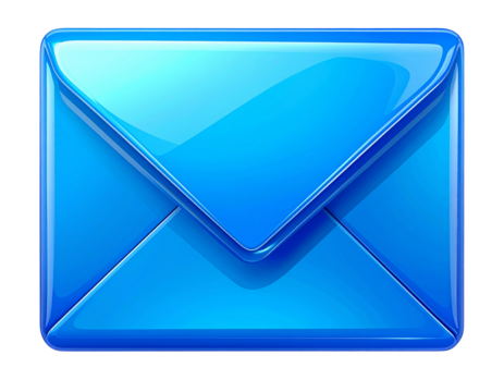 Modern glossy blue email message icon isolated on transparent background PNG