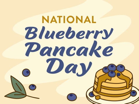 Celebrating National Blueberry Pancake Day A Stack of Pancakes with Blueberries and Syrup on a Light Background