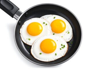 Three fried eggs in a pan