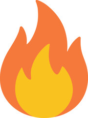 Simple Flat Design Orange and Yellow Fire Flame Shape Illustration