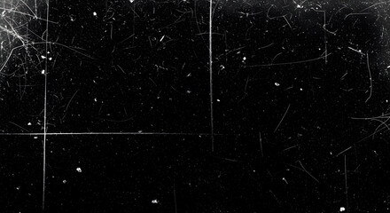 Dust and scratches design. Aged photo editor layer. Black grunge abstract background. Copy space. Black background.