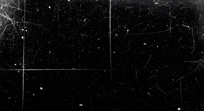 Dust and scratches design. Aged photo editor layer. Black grunge abstract background. Copy space. Black background. - Powered by Adobe