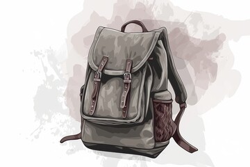 Stylish gray backpack with leather accents, perfect for outdoor adventures and daily use.