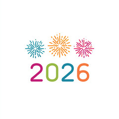 Vibrant and Colorful Illustration of 2026 with Festive Firework Symbols for Happy New Year Celebrations