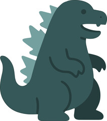 Flat Cartoonish Dinosaur Creature Illustration of a Kaiju Character