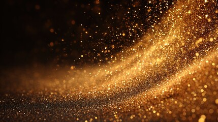 Golden dust Stream of luminous particles against a dark background, like a shining river
